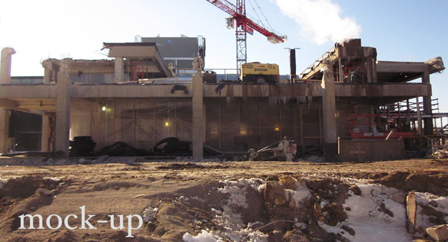 The old art building under construction