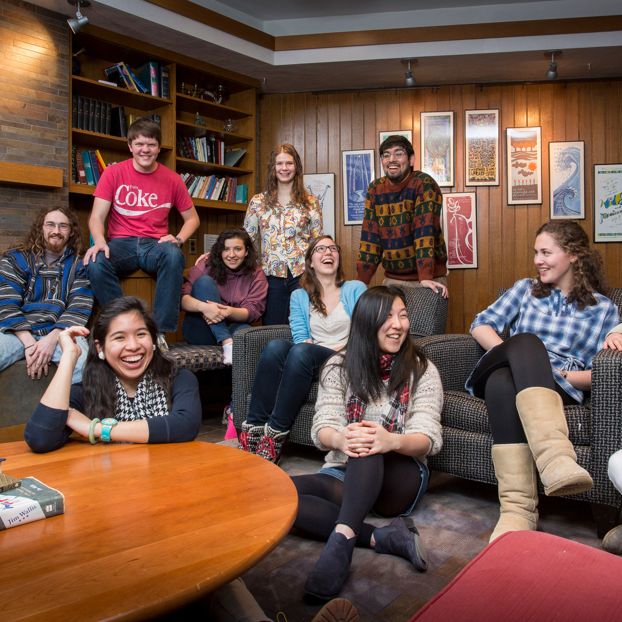 Students gathered in a meeting room.