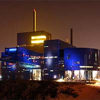 Photo of the Guthrie at night.