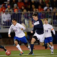 Photo of a soccer game.