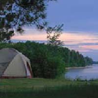 Photo of a tent on Lake Superior