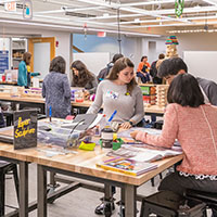Photo of students working in the Idea Lab