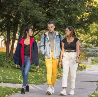 Students walking and talking