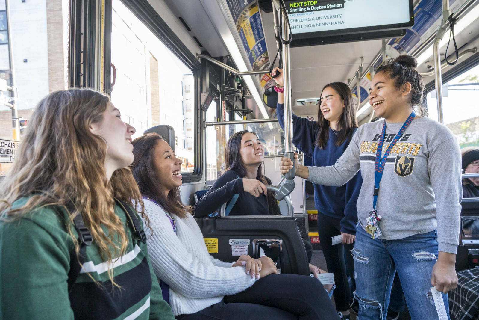 Macalester Students on bus