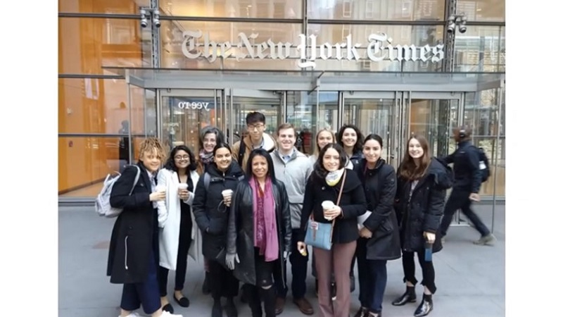 Students on a Macalester trip to New York