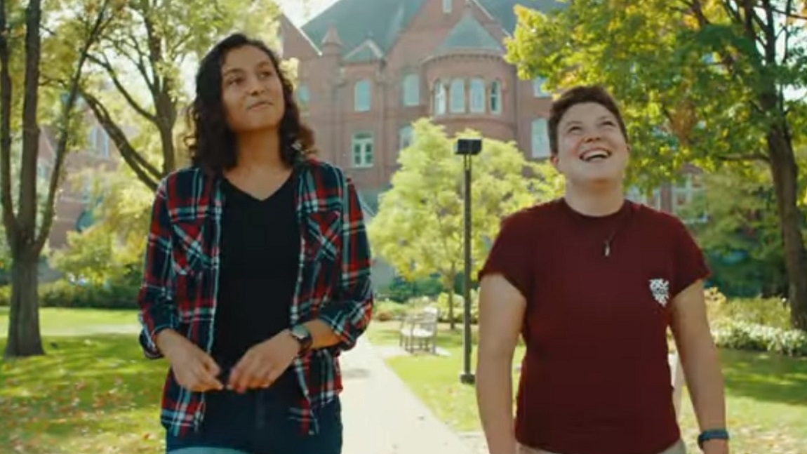 Students walking at Macalester