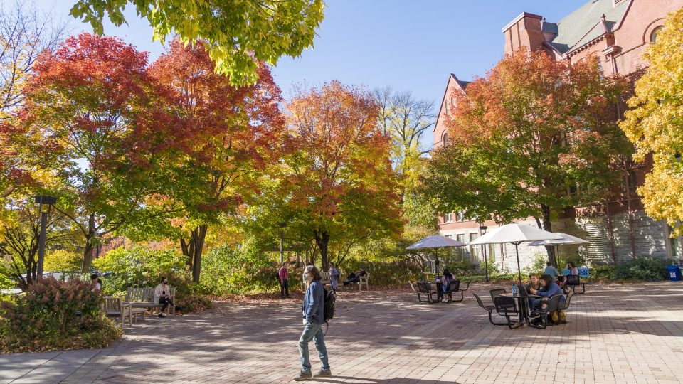 Students on Marvin Plaza