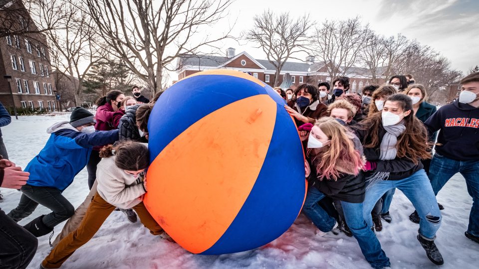 Macalester students playing pushball
