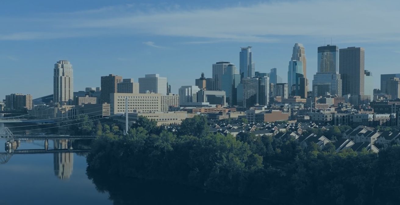 A shot of the Minneapolis skyline during the day.