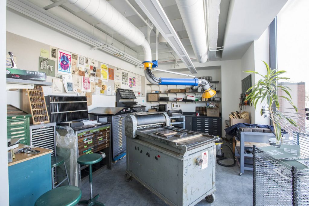 The letterpress area of the Printmaking Studio.