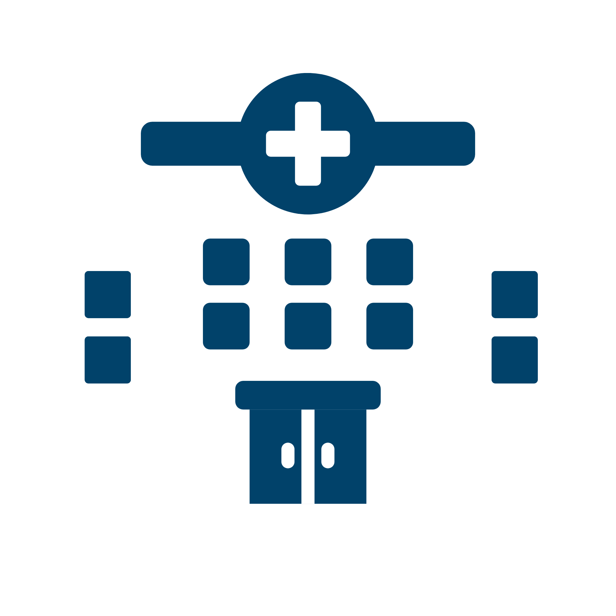 Blue and white hospital icon