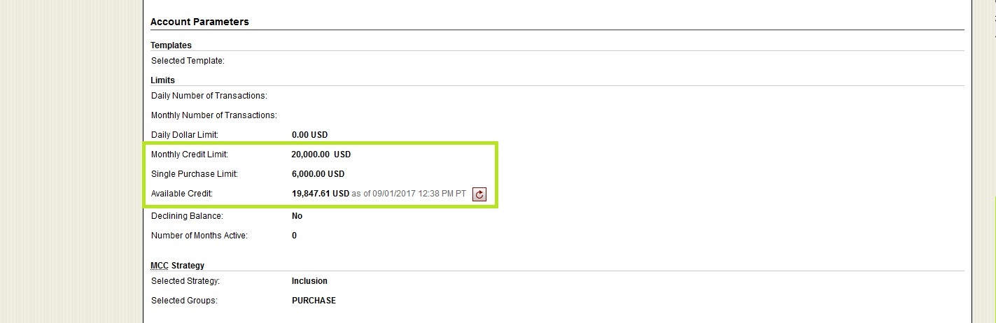 Pcard Limits Verification and Available Credit