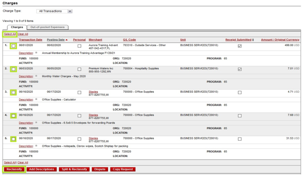 Reclassify Pcard Transactions