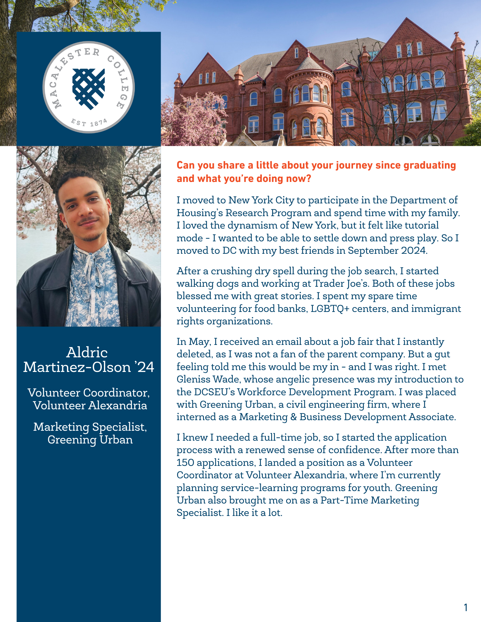Martinez-Olson alumni profile page 1 - view PDF for full text