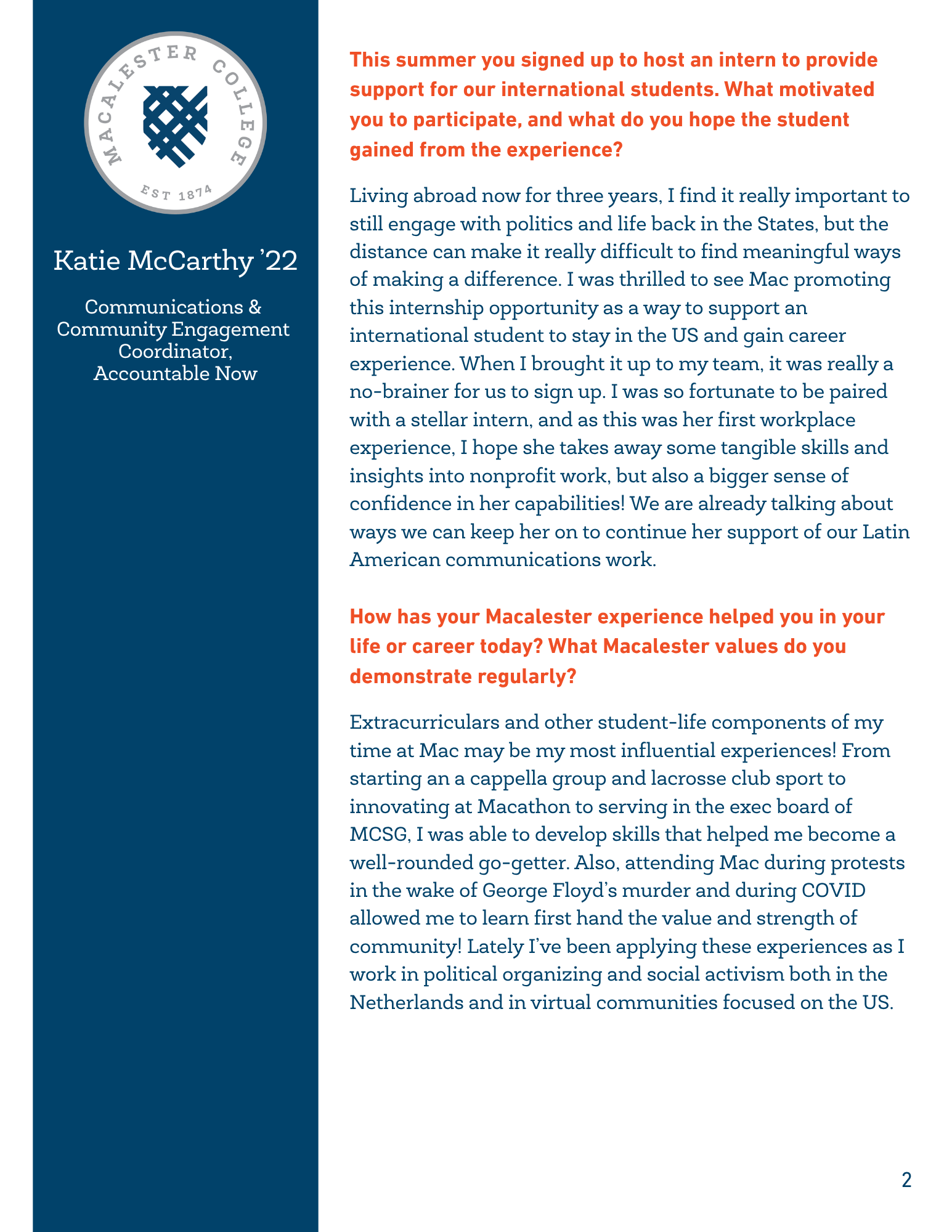 McCarthy alumni profile page 2 - view PDF for full text