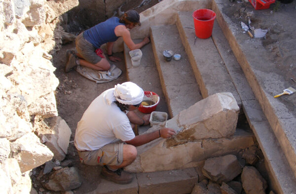 Students conducting an archaeological dig