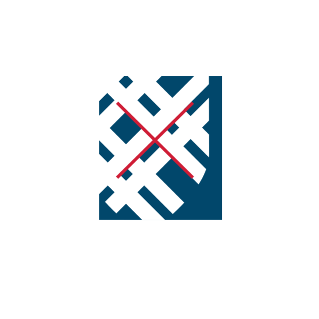 White shield on a blue background with the top, left, and bottom edges cut off. There is a red X in the middle to emphasize that this placement is not allowed.