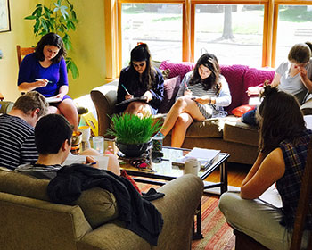 Students sitting around a table