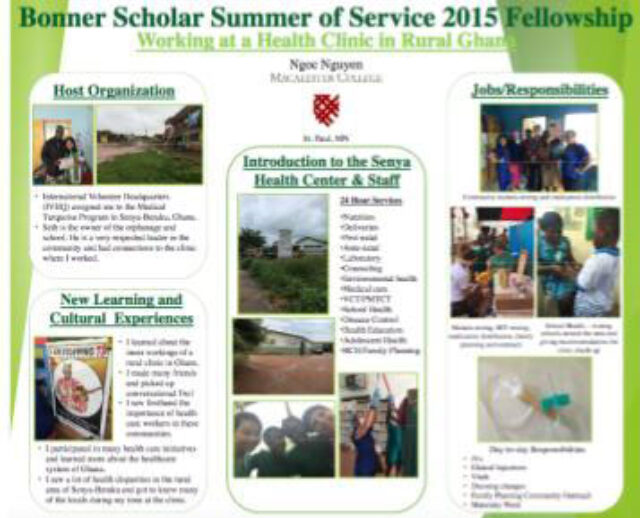 Bonner Scholars Summer of Service 2015 poster