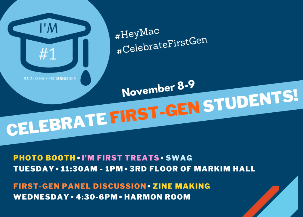Graphic explaining Macalester's first-generation student celebrations
