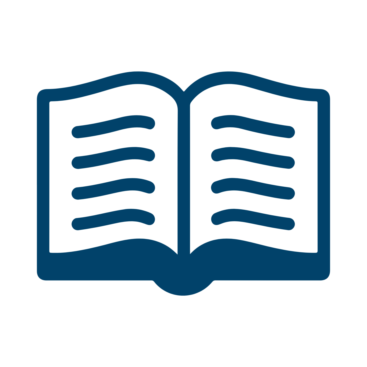 Blue icon of an open book