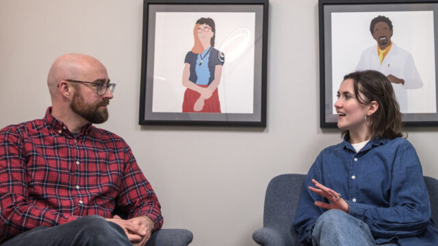 Student Caroline ‘Fitz’ Fitzpatrick with alum Matt Kazinka ’11.