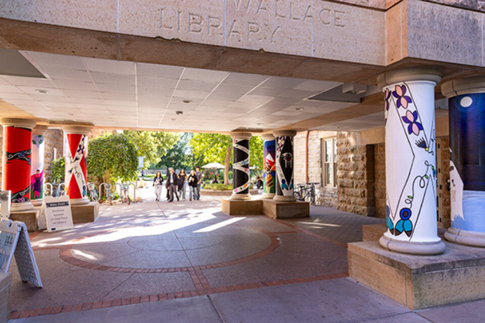 Pillars outside DeWitt Wallace Library
