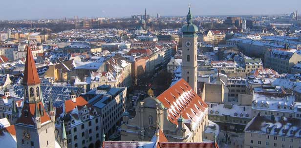 A scenic view of a European city.