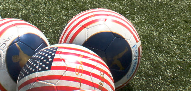 Soccer balls with U.S. flag 
