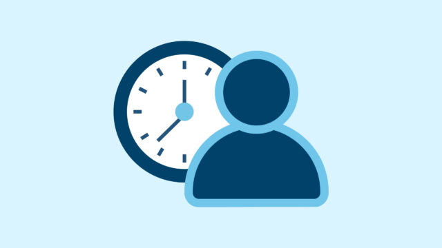 Icon of a person with a clock behind them