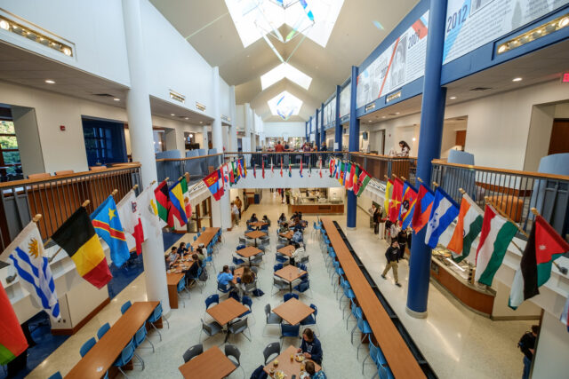 Cafe Mac displaying flags
