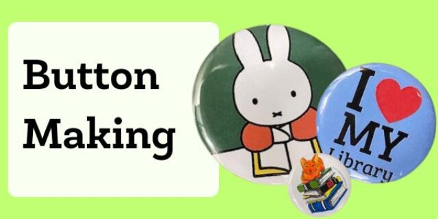 3 Library-themed buttons