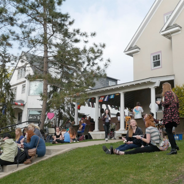 Students in front of the Spanish House.