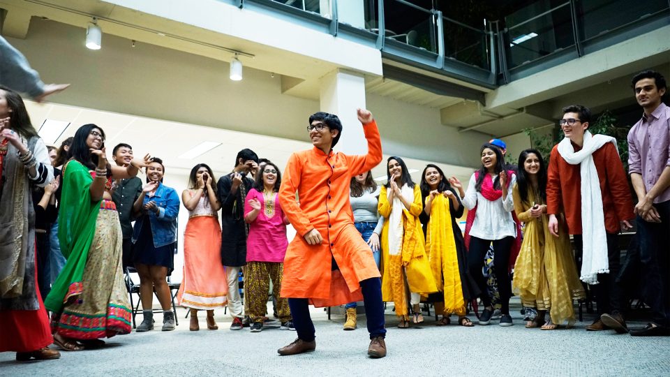 Students participating in a Diwali celebration