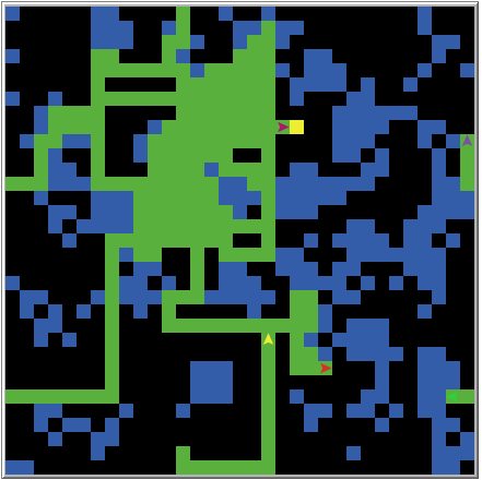 Plot of pixel maze partially traversed