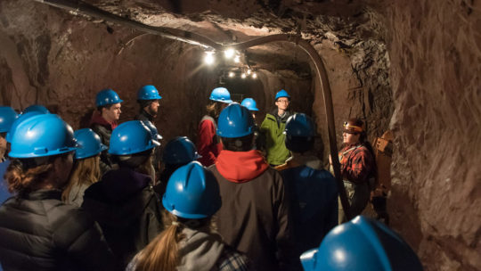 Geology students visit a mine.