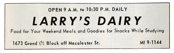 Photo of an ad for Larry's Dairy