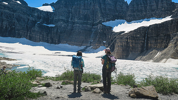 Photo of students at a glacier