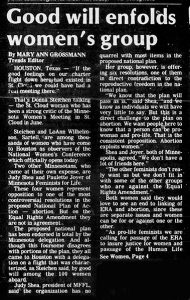 Newspaper article about a 1970s women's conference