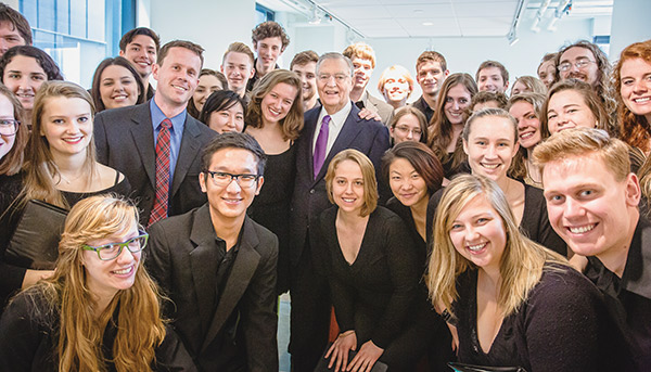 Walter Mondale with Mac students