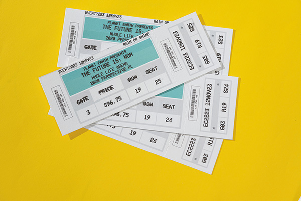 Illustration of tickets against a yellow background