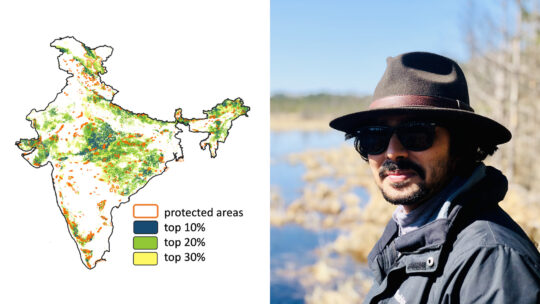 Stora Chakrabarti and a map of protected areas in India