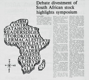 Mac Weekly article about divestment from South Africa