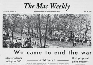 Mac Weekly article about protests against the Vietnam War