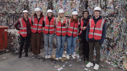 Students visiting recycling center
