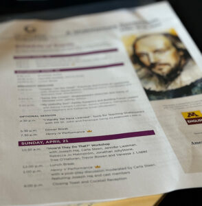 Shakespeare Symposium program