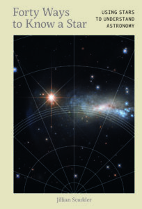 Cover of 40 Ways to Know A Star by Jillian Scudder, featuring a star chart illustration on a dark background with constellations and lines connecting stars.