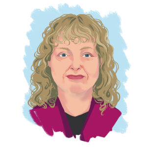 Illustration of Molly McGinnis Stine '87