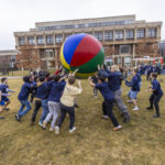 Students playing Pushball on Shaw Field