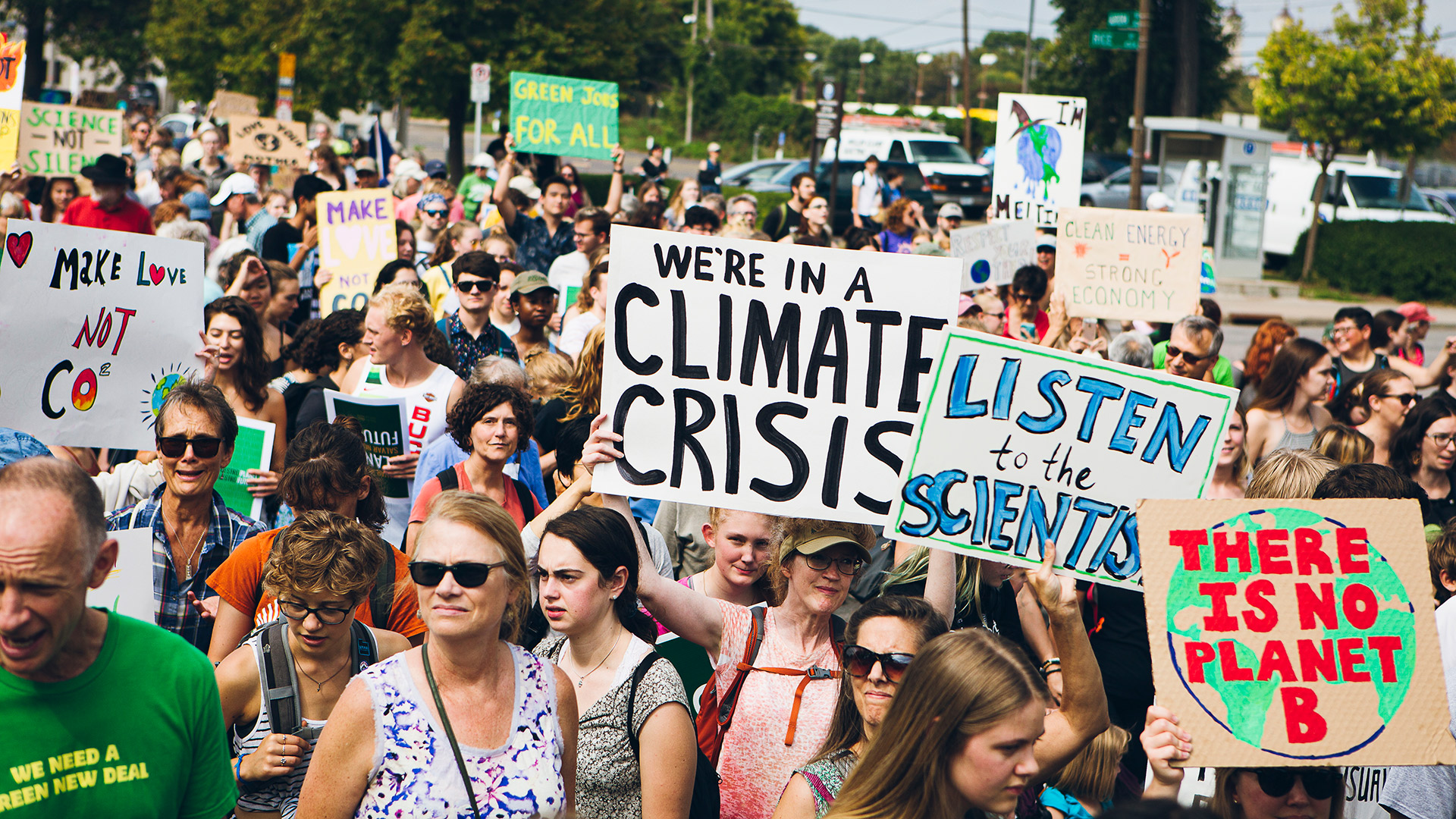Photo of a crowd at a climate strike in St. Paul